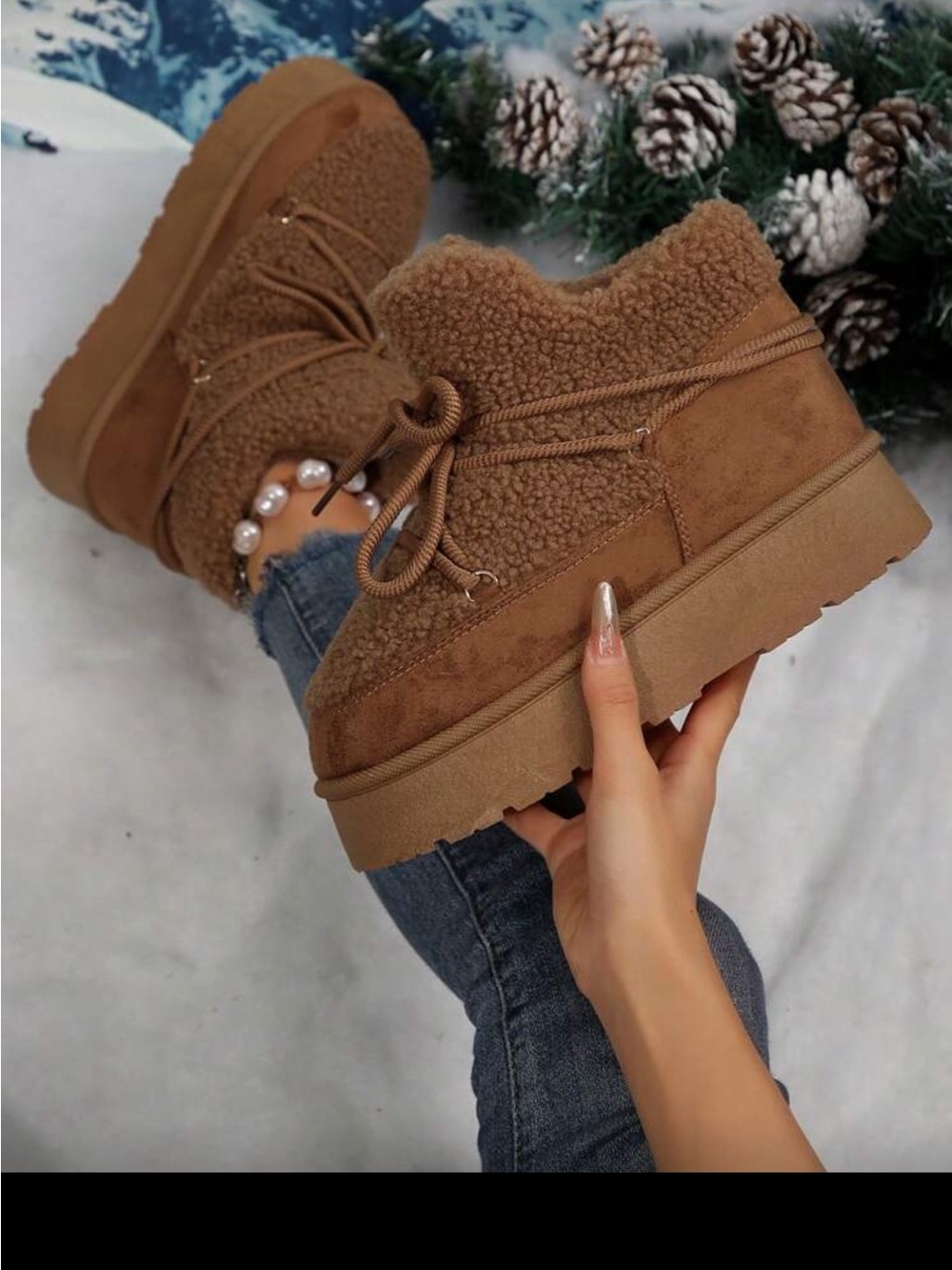 Cozy Sherpa Lined hight increasing Ankle snow Boots - chestnut size 40 Eur